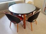Vintage, 4 stoelen en tafel, jaren 50/60, hout en skai, Antiek en Kunst, Antiek | Meubels | Stoelen en Banken, Ophalen