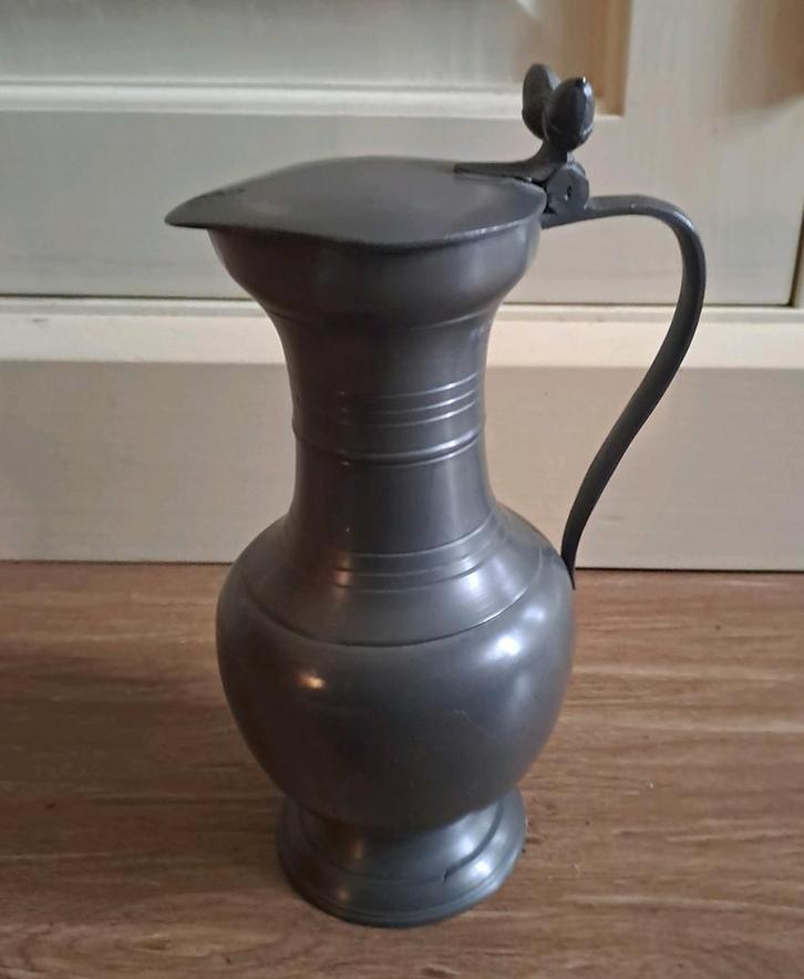 Tinnen Kan met Deksel Eikeltjes Kan Tin, Antiek en Kunst, Antiek | Tin, Ophalen of Verzenden