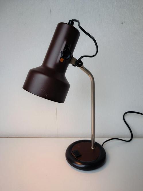 Vintage Bruine Bureaulamp, Huis en Inrichting, Lampen | Tafellampen, Gebruikt, Minder dan 50 cm, Kunststof, Metaal, Ophalen of Verzenden