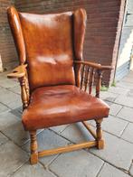 Leren fauteui Windser., Huis en Inrichting, Fauteuils, Ophalen, Windsor, Gebruikt, Hout