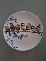 Heinen Delfts Blauw Sierbord  Wandbord Vogels 27 cm, Porselein of Keramiek, Schaal, Rond, Ophalen of Verzenden