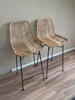 Bloomingville Fay Rotan Barkrukken - Set van 2, Ophalen, Met voetsteun, 60 tot 90 cm, Zo goed als nieuw