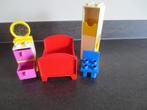 Duplo Lego: Bed, Kastje met lades, stoeltje en toiletkastje., Complete set, Duplo, Gebruikt, Ophalen of Verzenden