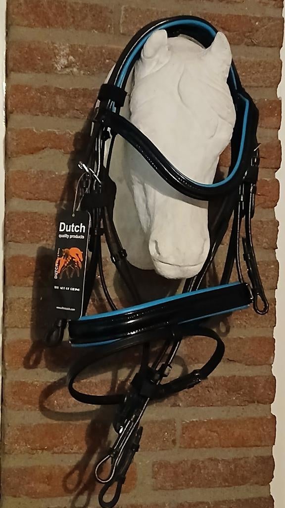 Pony hoofdstel met blauw onderlegd en lak front en neusriem, Ophalen of Verzenden, Nieuw, Dressuur