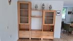 Houten wandmeubel met glas en lades, Ophalen