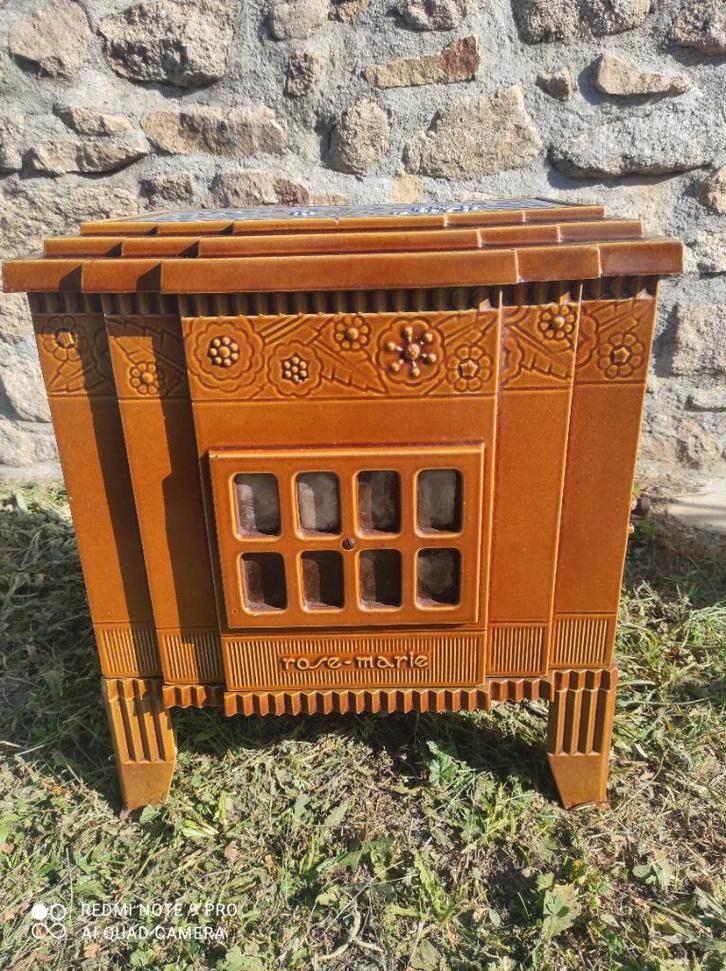 Prachtige Franse Rose Marie Art-deco houtkachel, Huis en Inrichting, Kachels, Gebruikt, Vrijstaand, Houtkachel, Hout, Ophalen