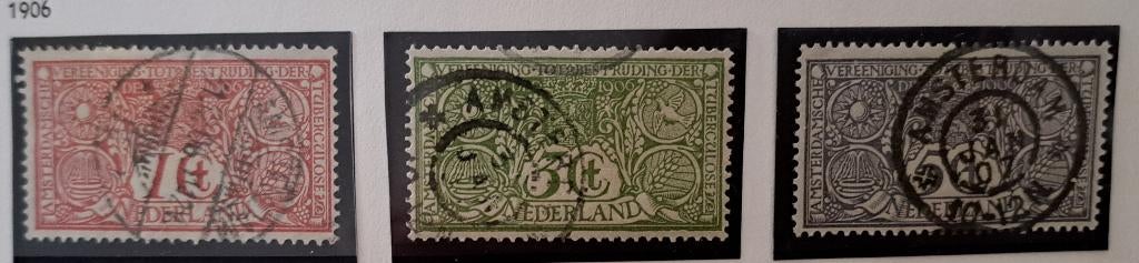 Nederland 1906 nvph 84/86 gest, (Davo), Ophalen of Verzenden, T/m 1940, Gestempeld