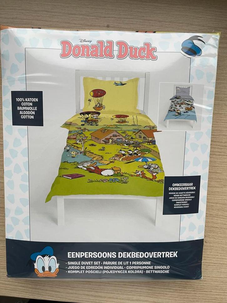 Donald Duck Dekbedovertrek 1-persoons - Omkeerbaar, Huis en Inrichting, Slaapkamer | Beddengoed, Nieuw, Dekbedovertrek, Eenpersoons