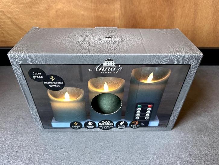 Anna's Collection LED Stompkaars Oplaadbaar Groen [Nieuw], Huis en Inrichting, Woonaccessoires | Kandelaars en Kaarsen, Nieuw