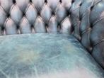 Chesterfield 3 zit bank blauw gevlamd + BEZORGING GRATIS, Ophalen of Verzenden