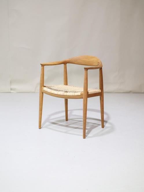The Round Chair Hans J. Wegner Johannes Hansen JH501, Huis en Inrichting, Stoelen, Zo goed als nieuw, Eén, Hout, Riet of Rotan