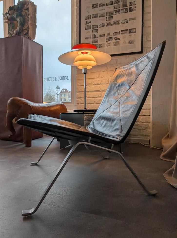 PK22 Poul Kjaerholm | E. Kold Christensen, Huis en Inrichting, Fauteuils, Gebruikt, Leer, Metaal, 50 tot 75 cm, 75 tot 100 cm