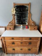 Mooie grenen commode met marmerblad en spiegel, Ophalen of Verzenden, Zo goed als nieuw, 50 tot 100 cm, Minder dan 100 cm