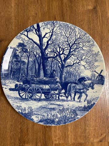 Wandbord Delfts blauw Paard en wagen beschikbaar voor biedingen