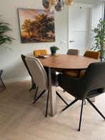 Ovalen notenhouten tafel met verjong blad 180x110x76cm, Huis en Inrichting, 100 tot 150 cm, 150 tot 200 cm, Gebruikt, Overige houtsoorten