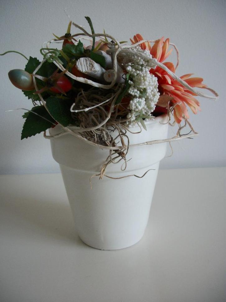 Bloemstuk Hortensia Rozenbottel - Oranje Roze Wit – zgan  , Huis en Inrichting, Woonaccessoires | Kunstplanten en Kunstbloemen