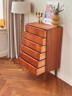 Vintage ladekast teak hout Deens jaren 50/60/70, Huis en Inrichting, Kasten | Ladekasten, Ophalen, Gebruikt, 5 laden of meer, 100 tot 150 cm
