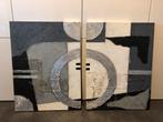 2 canvasdoeken, 2 luik, composition V en VI., Antiek en Kunst, Ophalen