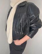 Leren fringe jacket maat S/M, Maat 38/40 (M), Zo goed als nieuw, Zwart, Verzenden