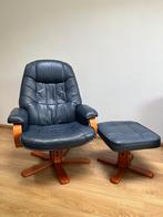 Relax stoel met hocker., Gebruikt, Leer, 50 tot 75 cm, Ophalen