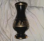 Vintage Grieks vaasje met 24 karaat gouden details, Zwart, Aardewerk of Porselein, Ophalen of Verzenden, Zo goed als nieuw