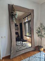 bronzen spiegel met handgemaakte eiken schaaldelen rand, Huis en Inrichting, Woonaccessoires | Spiegels, Ophalen, 200 cm of meer