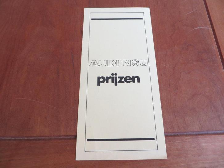 Audi NSU prijslijst 11-1974, Boeken, Auto's | Folders en Tijdschriften, Zo goed als nieuw, Audi, Ophalen of Verzenden