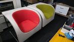 RETRO VINTAGE DESIGN KUIP FAUTEUILS IZGS 2 STUKS LEER CHROOM, Antiek en Kunst, Ophalen of Verzenden