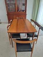 Uitschuifbare palissander- houten Eettafel met 6 Stoelen, Gebruikt, 100 tot 150 cm, 50 tot 100 cm, Vijf personen of meer