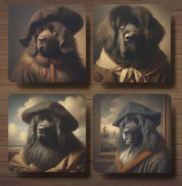 Newfoundlander Rembrandt stijl onderzetters met houder beschikbaar voor biedingen