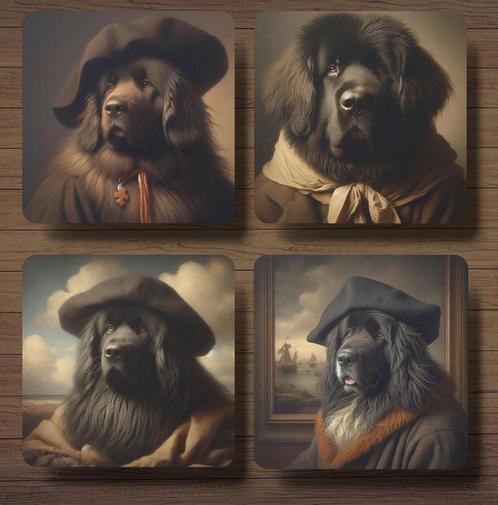 Newfoundlander Rembrandt stijl onderzetters met houder, Huis en Inrichting, Woonaccessoires | Onderzetters, Nieuw, Glas of Kopje