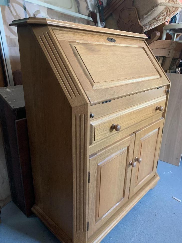 Massief Eiken Secretaire, Huis en Inrichting, Kasten | Secretaires, Zo goed als nieuw, Ophalen