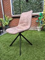 Stoel   suede  leer  taupe kleur met zwarte draaipooi, Huis en Inrichting, Stoelen, Ophalen, Leer, Zo goed als nieuw, Eén