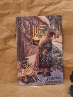 Ansichtkaart. "Kerstman/stok- klopt op deur"., Verzenden, Nieuw