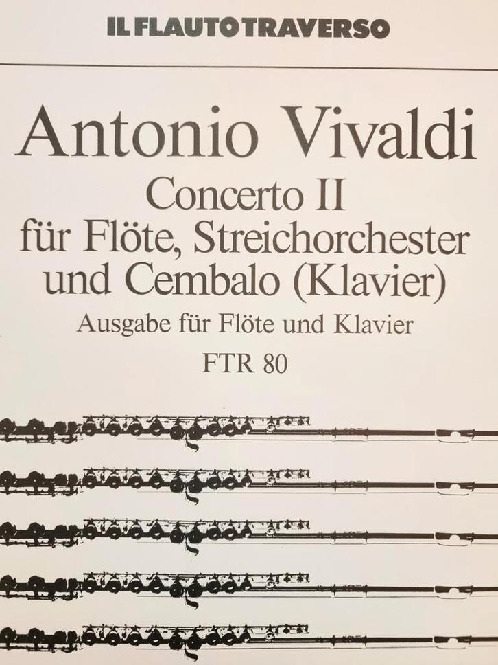Vivaldi Concerto II - Fluit & Piano - Nieuwstaat, Muziek en Instrumenten, Bladmuziek, Zo goed als nieuw, Artiest of Componist
