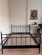 Mooi metalen bed 160x200 met lattenbodem, Ophalen, Zwart, Tweepersoons, Zo goed als nieuw