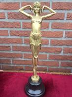 dame in fraaie pose, brons en marmer, 50 cm hoog, Antiek en Kunst, Ophalen of Verzenden, Brons