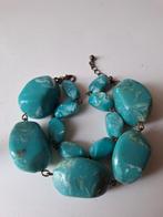 Turquoise Armband met grote kralen, Kunststof, Blauw, Ophalen of Verzenden, Verstelbaar