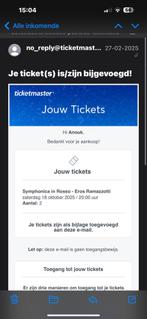2x Golden Cirkel kaarten Eros Ramazzotti za 18 okt Symphonic, Tickets en Kaartjes, Twee personen