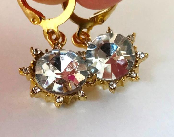 mooie oorbellen met heldere facetgeslepen kristal, Sieraden, Tassen en Uiterlijk, Oorbellen, Zo goed als nieuw, Glas, Verzenden