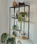 Wandkastje zwart metaal en hout, Huis en Inrichting, Kasten | Overige, Ophalen, Gebruikt