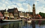 Groeten uit Lemmer - dorpsgezicht - volk boot - 1963 gelopen, Ophalen of Verzenden, 1960 tot 1980, Gelopen, Friesland