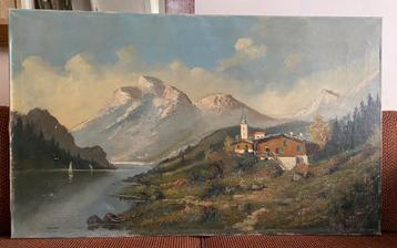 Groot panoramisch berglandschap 100 x 60 cm beschikbaar voor biedingen