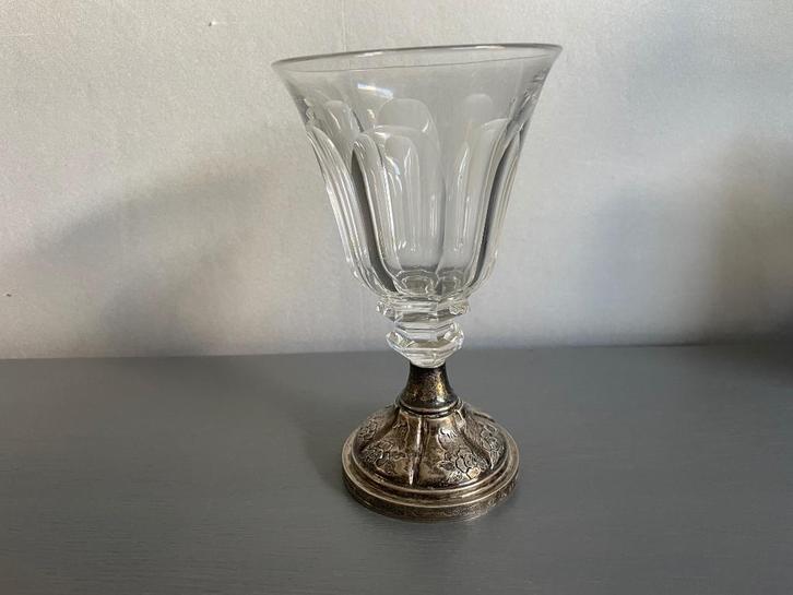 KRISTAL GLAS met ZILVEREN VOET uit 1863 - WD014, Antiek en Kunst, Antiek | Goud en Zilver, Zilver, Ophalen of Verzenden