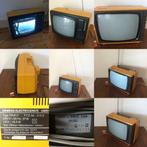 2 gele geel vintage jaren 70 mini draagbare tvtjes zwart/wit, Audio, Tv en Foto, Vintage Televisies, Philips, Gebruikt, Ophalen of Verzenden