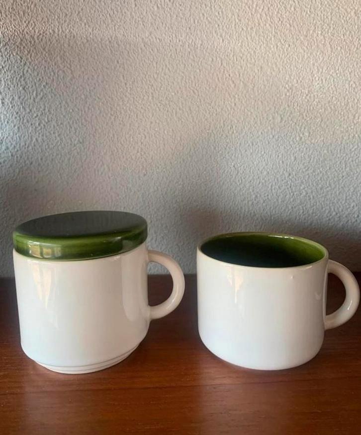 Driehoek Huizen Holland kop met minute filter wit/groen, Antiek en Kunst, Antiek | Servies los, Verzenden