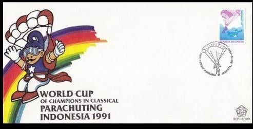 Indonesie 1991 - SHP13 - Parachutespringen, Postzegels en Munten, Postzegels | Eerstedagenveloppen, Verzenden, Onbeschreven, Rest van de wereld