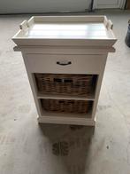 Wit kastje met dienblad en rieten manden, Gebruikt, Minder dan 75 cm, Commode, Ophalen