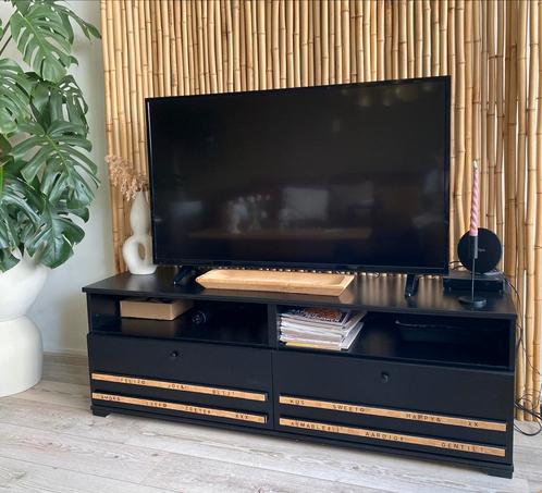 Tv meubel, lage kast zwart, vintage, Huis en Inrichting, Kasten | Televisiemeubels, Gebruikt, Minder dan 100 cm, 100 tot 150 cm