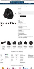 GAS Audio POWER MAX S1-12 12 inch subwoofer 1600W RMS, Info@optimount.nl, Nieuw, Ophalen of Verzenden, Anholtseweg 48A 7091 HB DINXPERLO